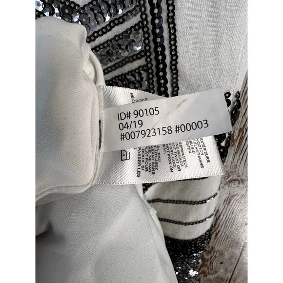 Express‎ Sheath Dress Womens S Black Silver Sequins Aztec Cap Sleeve Bodycon - Picture 9 of 12